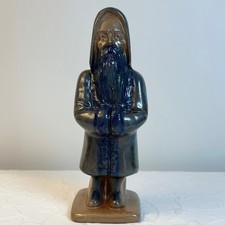 Vintage 1996 Beaumont Brothers Pottery Rustic Santa Blue & Brown Salt Glaze 9.5