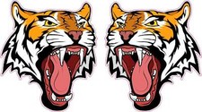 StickerTalk Mirrored Tiger Head Mascot Stickers, 2.6 inches x 3 inches picture