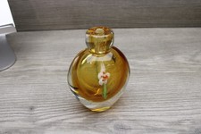 Vintage Murano Czech Style Art Amber Glass Perfume Bottle Flower picture