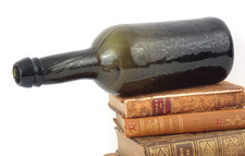 19th Century Hand Blown Wine Bottle Olive Green w/Deep Punt & Applied Neck & Lip picture