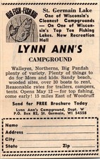 Lynn Ann's Campground Walleyes Northerns Panfish St Germain WI 1974 Ad TAK6-S94 picture