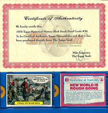 VINTAGE 1976 TOPPS VAULT HYSTERICAL HISTORY PROOF CARDS #30 NEW WORLD... W/COA picture