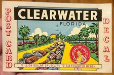 Vintage Clearwater Florida Souvenir Postcard Decal picture