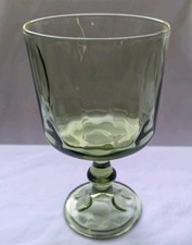 Dessert Dish Vintage Green Olive Compote Glass Stemmed Depression 5.5