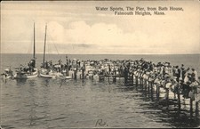 Falmouth Heights MA Water Sports Pier c1900s-10s Vintage Postcard picture