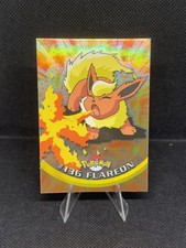 Topps Pokemon English TV Card Series 3 #136 Flareon Silver Holo Foil Logo Blue picture