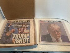 TWO HISTORIC TRUMP NEWSPAPERS: TRUMP SHOT ASSASSINATION AND MUGSHOT NY POST picture
