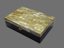 Beautiful Mother of Pearl Box Top with wood base-minor blemishes-FREE SHIPPING picture