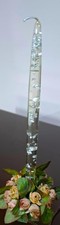3 Vintage Clear Lucite Acrylic Taper Candles Silver Flakes 12