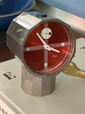 *** Rare 70’s modern Elgin Analog Desk Clock Chrome Fully Functioning picture