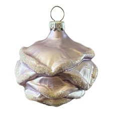Vintage West Germany Light Purple Rosette Blown Glass Christmas Ornament picture
