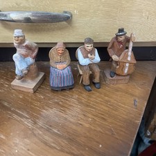 Vintage Swiss Huggler Wyss Lot Of 4 Hand Carved Figures Folk Art  picture