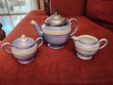 Vintage Royal Rochester Fraunfelter Teapot Art Deco Lusterware w/ Sugar& Creamer picture