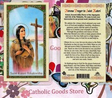 Saint Kateri Tekakwitha - Novena Prayer to St. Kateri - Laminated Holy Card 552E picture