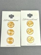 Vintage Iridescent Peach Translucent Small Plastic Buttons On Card Set Of 6 picture