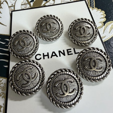 Mix Lot of 12 CHANEL CC Logo Designer Buttons 20 mm Replacement Antique Silver picture