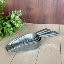 Vintage Primitive Nevco Japan Nesting Scoops Set of 4 Aluminum Kitchen Farmhouse picture