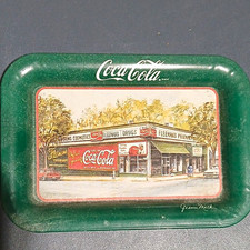 Coca-Cola Fleeman's Pharmacy Reproduction Metal Tray 1998 Green Multi-Color picture