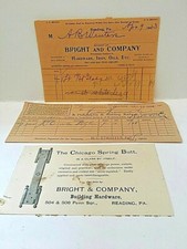 (3) Vintage 1903-1904 Reading, PA Invoices and Ad.  Y1 picture