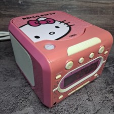 2015 Hello Kitty Sanrio Dual Alarm Clock Radio CD Player FADED TESTED WORKS picture