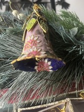 Hand Crafted Cloisonne Enameled Christmas Flower Bell Ornament Sold By 1 Piece picture