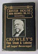 Vintage Crowley's Fine Steak & Lobster Atlanta GA Full Matchbook Box River House picture