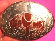 VINTAGE Hand Made by J Tedder FGB MFI & Candle Cowboy Belt Buckle picture
