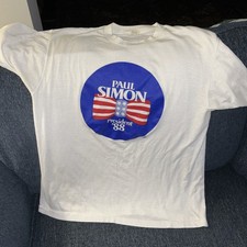 1988 Paul Simon For President With Bow Tie T Shirt Size Extra Large - Rare picture