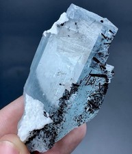 250  Carat Natural Aquamarine Crystal Wd Black Tourmaline Specimen From Pakistan picture