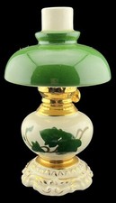 Rare Vintage Metlox California Ivy Vase Lamp Shaped Green & Cream 8” picture