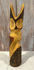 Vtg Wilmer Nadjiwon Signed Wood Hand Carved Owl First Nations Ojibwa Native Art picture
