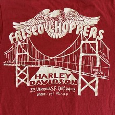 Vintage Frisco Choppers Harley Davidson T Shirt 1980s Red Screen Stars Biker picture