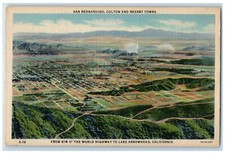 c1940's Aerial View From Rim O' World Highway Lake Arrowhead California Postcard picture
