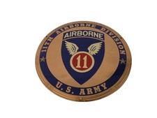Vintage 11th Airborne Division U S Army brass plaque or license plate topper picture