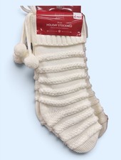 2-Pack 22” White Christmas Stockings Handmade Deluxe Embellished Decor picture