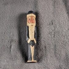 RSVP 1989 Hand Carved Wood Santa Black Robe Figurine Folk Art 15610 picture