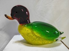 Glass Murano Duck Figurine 9 Inch Handcrafted Art Glass Unique Art Paper Weight picture