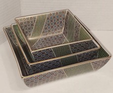 Japanese Maebata Square Nesting Dishes Bowl Set of 3 Mae Bata Porcelain Pottery picture