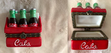 Vint. SIX-PACK COLA, Hand Painted Porcelain, Hinged Trinket Box w/Bottle Opener picture