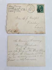 1881 antique MARY ROCHESTER GEO TENNEY logan oh WEDDING INVITE clara milford picture
