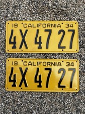 1934 California License Plates Pair. DMV Clear . Hot Rod . Vintage car  picture