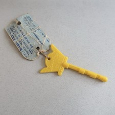 Vtg Children's Fairyland Magic Key W/ Tag Yellow Oakland CA Metal Clip Theme picture