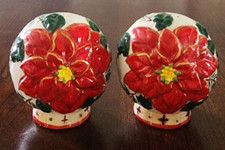 Vintage Ceramic Poinsettia Bulb Salt and Pepper Shakers Set picture