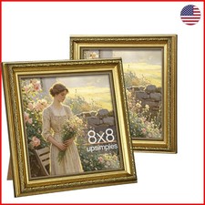 Elegant Vintage 8x8 Picture Frames - Antique Gold, Set of 2 for Home Decor picture