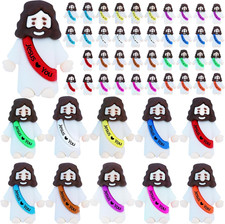 50 Pcs Little Jesus Figures– Rubber Mini Jesus Figurines in Bulk Christian Doll picture
