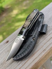 Bark River Essential CPM S35VN Rough Out Buffalo Horn Mosaic Pins Bolster Sheath picture