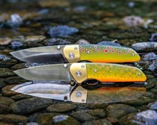 Graywolf RiverBorn EDC Folding Knife – D2 Steel, Brass Bolster, Trout Patterns picture