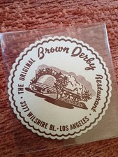 Vintage Original Brown Derby Paper Coaster Excellent Condition picture