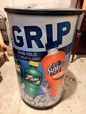 Authentic 7up Sunkist Canada Dry round beverage store display ice cooler/barrel picture