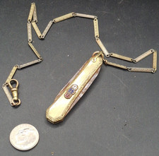 Vintage IOOF FLT Odd Fellows Gold Filled or Plated Pocket Knife on Chain Fob picture
